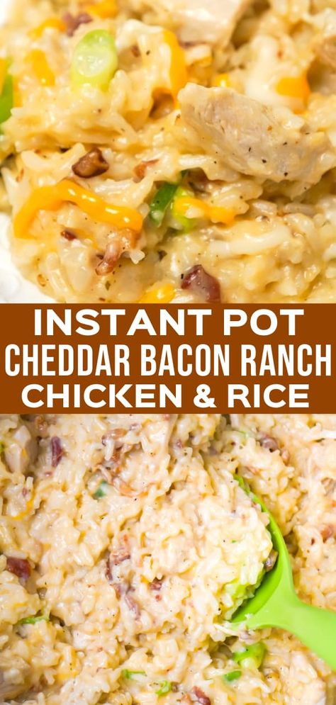 Ranch Chicken And Rice, Pressure Cooker Chicken Breast, Bacon Ranch Chicken, Pressure Cooker Recipes Chicken, Chicken Bacon Ranch Casserole, Ranch Recipe, Shredded Cheddar Cheese, Pressure Cooker Chicken, Easy Rice Recipes