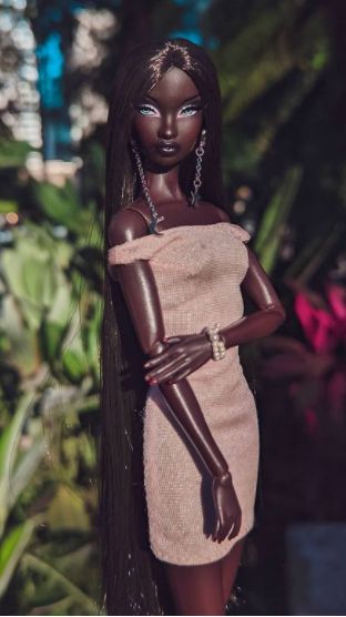 Barbie Reroot, Black Dolls, Black Barbie Aesthetic, Black Bjd Dolls, Black Barbie Doll, Black Hair Barbie, Black Barbie Doll Aesthetic, Black Barbies, Afro Barbie Silhouette