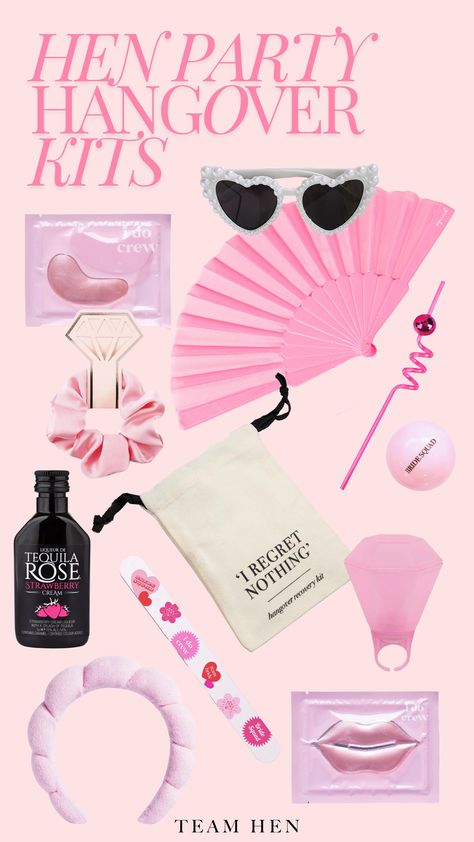 Hen parties are all about celebrating with your closest friends, but let's face it, sometimes the morning after can be a bit rough.  That's where hangover kits come in handy! At Team Hen, we've got everything you need to create the ultimate hangover kits that will have your squad feeling refreshed and ready to tackle the day after a night of partying. Classy Hen Do Ideas, Hen Do Ideas Activities, Hens Theme Ideas, Hangover Kit Ideas, Classy Hen Do, Party Hangover Kit, Hen Do Ideas, Hens Ideas, Confetti Theme