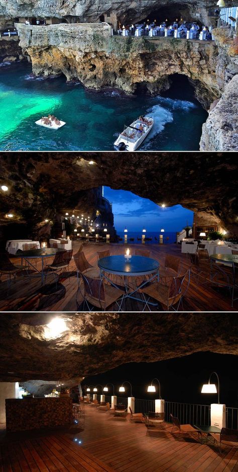 Cave Hotel Italy, Cave Restaurant, European Road Trip, Scenic Travel, Romantic Restaurant, Around The World In 80 Days, Couples Vacation, Scenic Photography, Cave In