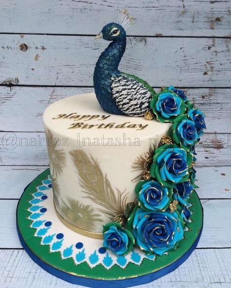 I love when I’m asked to create a cake based on a subject I admire. So when the subject was a peacock I was very excited! I’ve had a little box of peacock related cake tools and I finally got to use them! This cake was inspired by one made by... Peacock Wedding Cake, Peacock Cake, Blossom Cake, Cake Name, Cake Tools, Cake Pictures, Cake Images, Gorgeous Cakes, Happy Birthday Cakes