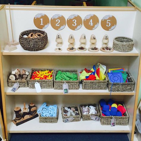 Science Center Preschool, Maths Eyfs, Learning Centers Preschool, Maths Display, Numeracy Activities, Reggio Inspired Classrooms, Eyfs Classroom, Maths Area, Reggio Classroom