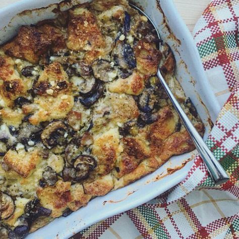 Leek And Mushroom Bread Pudding, Mushroom And Leek Bread Pudding, Leek Bread Pudding, Leek Bread, Mushroom Bread Pudding, Easter Brunch Recipes, Mushroom Leek, Best Ina Garten Recipes, Veggie Side Dish Recipes