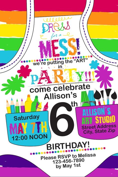 Twin Birthday Invitations, Kids Art Party, Art Themed Party, Kids Painting Party, Art Party Invitations, Painting Birthday Party, Artist Birthday, Birthday Painting, Cake Kids