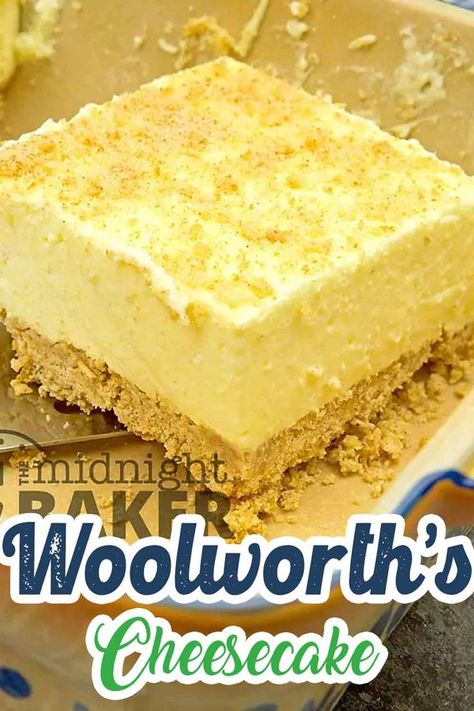 Woolworth's cheesecake was world famous in it's day. Now, you can taste those delicious flavors by baking this cheesecake at home. Easy cheescake baking recipe. Woolworth Cheesecake Recipe, Woolworth Cheesecake, Thanksgiving Desserts Table, Summer Baking, Lemon Dessert Recipes, Best Cheesecake, Easy Cheesecake, Lemon Cheesecake, Lemon Desserts