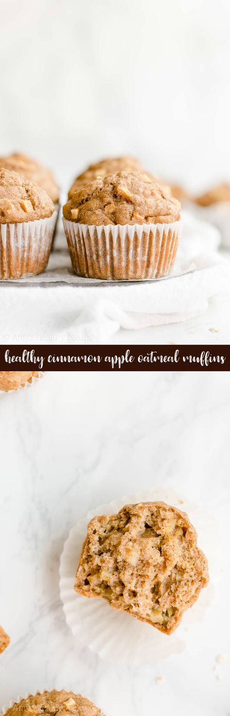 Healthy Cinnamon Apple Oatmeal Muffins – only 120 calories & so easy to make! They're really moist & tender, plus they're perfect for meal prepping breakfasts & snacks! I make these all the time. SO good!! ♡ best healthy greek yogurt oatmeal muffins recipe. clean eating low calorie oatmeal muffins. no sugar oatmeal muffins with whole wheat and gluten free options. Cinnamon Apple Oatmeal, Low Calorie Oatmeal, Gingerbread Muffins Recipe, Apple Oatmeal Muffins, Oatmeal Muffins Healthy, Yogurt Oatmeal, Baking Healthy, Oatmeal Muffin Recipes, Gingerbread Muffins