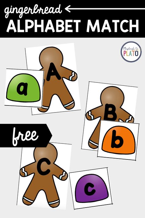 This Gingerbread ABC Game is a simple way to incorporate some seasonal fun into mastering letters and sounds, ABC order and even CVC words!

#holiday #christmas #gingerbread #preschool #prek #ABC #alphabet #matching #iteachprek #iteachpreschool Christmas Language And Literacy Activities Preschool, Gingerbread Cvc Free, Christmas Math And Science Activities Preschool, Gingerbread Alphabet Activities, Christmas Letter Matching, Christmas Cvc Activities, Christmas Letter Activities Preschool, Letter Matching Preschool, Gingerbread Preschool