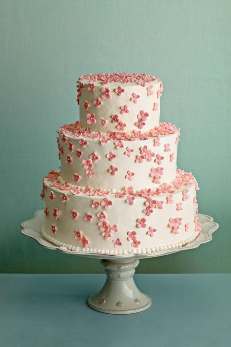 Dainty and Divine Wedding Cake Two Floor Cake, Samhain Wedding, 70th Cake, Cherry Blossom Wedding Cake, Foods Aesthetic, Southern Wedding Cakes, Cherry Blossom Cake, Frosted Cake, Floral Wedding Cakes