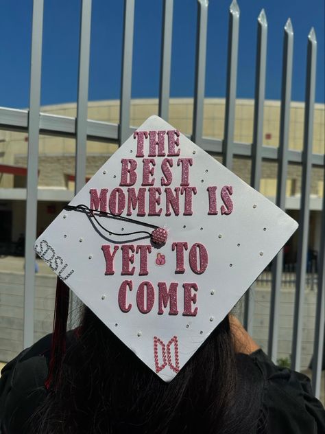 best is yet to come ☁️ How To Decorate A Graduation Cap, Bts Senior Quotes, Aesthetic Graduation Cap Designs, Yet To Come Bts, Graduation Cap Decoration Diy, High School Graduation Cap, Grad Cap Designs, Diy Graduation Cap, Birthday Icon