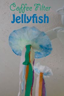 Life with Moore Babies: Coffee Filter Jellyfish Jellyfish Crafts, Under The Sea Crafts, Jellyfish Craft, Coffee Filter Crafts, Ocean Activities, Summer Preschool, Sea Crafts, Fish Crafts, Easy Art Projects