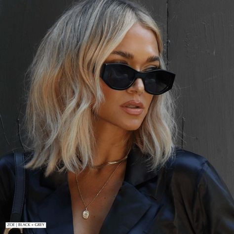 Diff Eyewear, Grey Sunglasses, Blonde Hair Looks, Blonde Bobs, Brown Gradient, Short Blonde Hair, Hair Envy, Blonde Bob, Sunglasses For Women