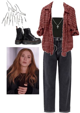 Marvel Inspired Costumes, Movie Inspired Outfits Marvel, Marvel Themed Outfits, Dc Inspired Outfits, Wanda Outfit Ideas, Marvel Inspired Outfits Casual, Wanda Inspired Outfit, Wanda Outfit, Wanda Maximoff Outfit Inspiration