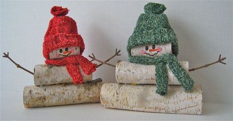 Birch Crafts, Log Snowman, Birch Decor, Bark Crafts, Woodsy Christmas, Birch Tree Decor, Birch Craft, Log Ideas, Birch Logs