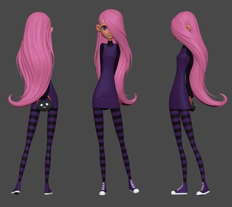 Turnaround Character, Shy Character, Dan Garcia, Zbrush Character, Character Design Cartoon, Shy Girl, Character Design Girl, Digital Sculpture, 3d Figures