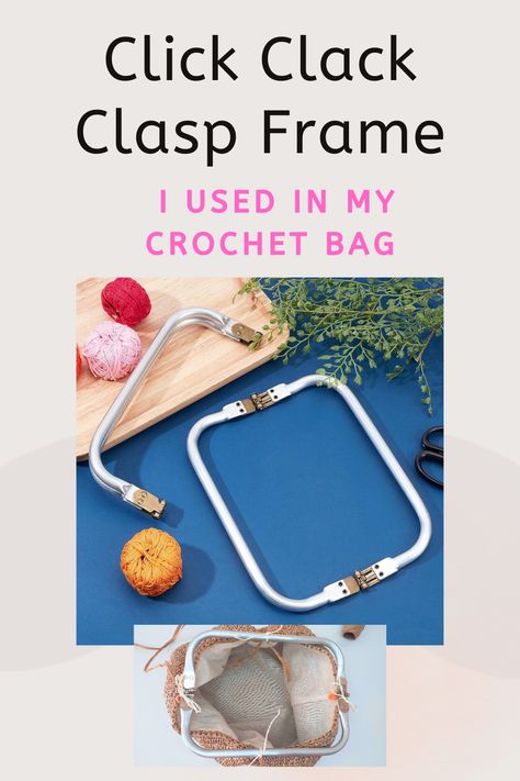 Crochet bag with kiss frame metal closure. Free tutorial#affiliate Frame Bag Pattern, Metal Purse, Purse Frame, Bag Pattern Free, Metallic Purse, Frame Bag, Wire Frame, Free Tutorial, Free Knitting