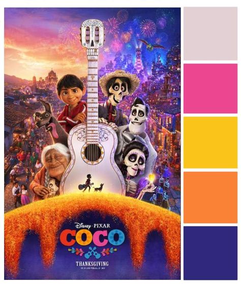 Disney Guitar, Concept Art Books, Coco Disney, Top Wedding Registry Items, Movie Color Palette, Den Mrtvých, Guitar Posters, Ornament Storage, Disney Colors