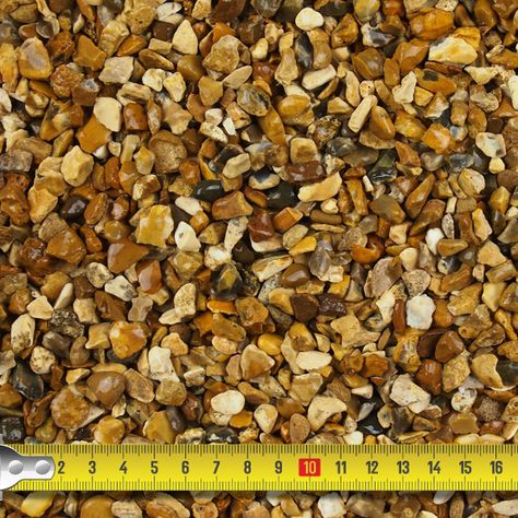 Golden Gravel 10mm | Landscaping, Specialised & Decorative Aggregates from Derbyshire Aggregates Golden Gravel, Philosophy Brand, Decorative Aggregates, Road Markings, Landscape Products, Terrazzo Flooring, Flooring Materials, Rock Salt, Glass Garden