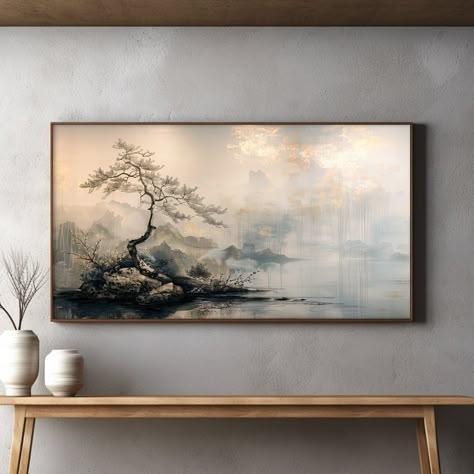 Frame TV Art - Japanese Country Landscape Frame TV Art INSTANT DOWNLOAD FILES Transform your space with our Japanese Zen Wall Art.  Discover tranquility in clean lines, natural elements, and timeless simplicity. Elevate your walls with the harmony of this timeless style. FILES INFO: Resolution: 3840x2160 pixels Ratio: 16:9 Format: High Res JPG IMPORTANT: Not suitable for printing. These files are crafted for Samsung Frame TV but also work seamlessly with other TVs or monitors sporting a 16:9 asp Japandi Art Wall, Mural Wall Art Asian, Japanese Wall Art Mural, Japanese Landscape Art, Japandi Wabi Sabi, Japanese Simple Wall Art, Wabi Sabi Japanese, Minimal Japanese Wall Art, Vintage Japanese Art