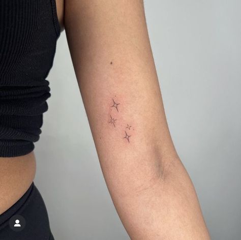 Line Star Tattoo, Fine Line Star Tattoo, Small Star Tattoo, Sparkle Tattoo, Small Star Tattoos, Cute Simple Tattoos, Bookish Tattoos, Star Tattoo Designs, Petite Tattoos