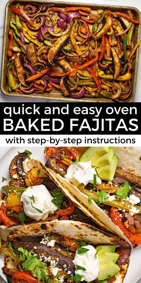 If you've been cooking fajita veggies in a skillet on the stove, you're doing it all wrong! Baking your veggies in the oven is the easiest way to get them perfectly tender with that delicious char in just 10 minutes, with very little prep work on your part! So simple, so delicious, and so versatile, these fajita vegetables will quickly become your family's favorite! Roasted Fajita Vegetables, How To Make Fajita Veggies, Fajita Veggies Oven, Sheet Pan Fajita Veggies, Sheet Pan Veggie Fajitas, Fajita Vegetables Recipe, Fajita Recipe Vegetarian, Fajitas Vegetables, Apocalypse Recipes