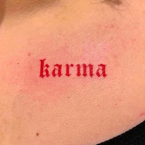 Title Tattoo, Lettering Tattoo Design, Lana Myers, Tattoo Text, Karma Tattoo, Tattoo Red, Fonts Lettering, Chicano Lettering, Tattoo Lettering Styles