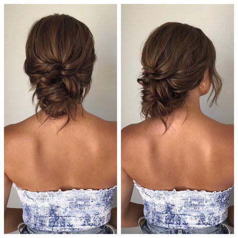 Wedding Updo For Brown Hair, Low Updo Wedding Hair For Long Hair, Dark Brown Updo Wedding, Updo For Brown Hair, Low Buns Hairstyle Wedding, Brown Hair Low Bun Wedding Hairstyles, Wedding Hairstyles Updo Elegant Brunette, Low Bun Hairstyles Bridesmaid, Updo For Brunette Hair