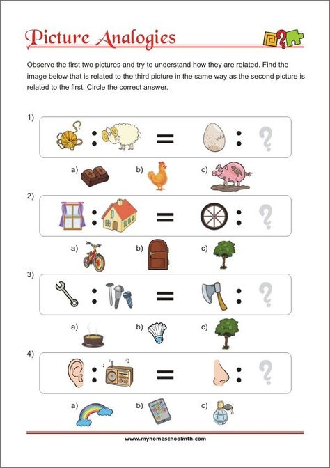 Picture Analogies for children - Visual Thinking and Logical Reasoning Skills Analogies Activities, Reasoning Activities, Test For Kids, Visual Perception Activities, Learn Letters, Logical Reasoning, Critical Thinking Activities, Speech Therapy Games, Free Preschool Worksheets