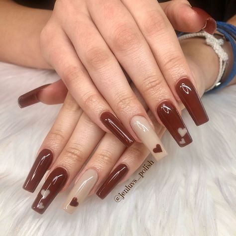 Long Aprés GelX Nails Brown Stilleto Nails Long, Fall Acrilyc Nails, Brown Long Nails, Fall Long Nails, Fall Nail Sets, Fall Nails Long, Marble Nails Tutorial, Nails 23, Tan Nails