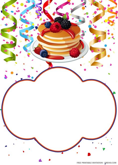 Download (FREE PRINTABLE) - Pancakes and Pajamas Birthday Invitation Template #free #freeinvitation2019 #birthday #disney #invitations #invitationtemplates Pancake Template Printable, Breakfast Invitation Template, Breakfast Invitation, Pancakes Gift, Crepes Party, Birthday Breakfast Party, Pancakes And Pajamas, Gift Card Template, Break Fast