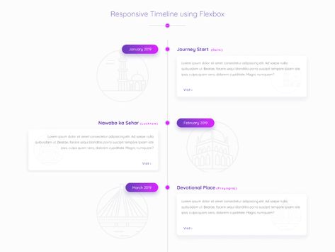 Free Responsive Timeline html code that i want to share with you all web developers and coder. I am sure your search for beautiful looking as well as responsive timeline for you website or application has been end here. Feel free to use it. It is most likely a Material Design Timeline too with beautiful looking gradient button and gorgeous looking drop shadow who are enhancing the beauty overall for this Timeline Design. Vertical Timeline Design, Timeline Ui Design, Timeline Web Design, Timeline Website, Timeline App, History Timeline Template, Gradient Button, Ui Design Tutorial, Tailwind Css