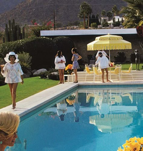 70s Pool Party, Slim Aarons Party, Slim Aarons Pool Party, Slim Aaron’s Wedding, 70s Swimming Pool, 60s Palm Springs Pool Party, Wedding Recovery, Slim Aaron, Palm Royale