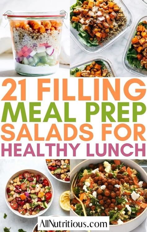 If you find yourself always trying to figure out what to make for a healthy lunch you need to know these incredibly delicious meal prep salad recipes. These filling salads are the perfect refreshing healthy lunch to help you feel full throughout your day. #MealPrep #Salad Healthy Filling Lunch, Mealprep Salad, Meal Prep Salads, Filling Salads, Meal Prep Salad, Prep Salad, Filling Salad Recipes, Healthy Lunch Salad, Easy Meal Prep Lunches