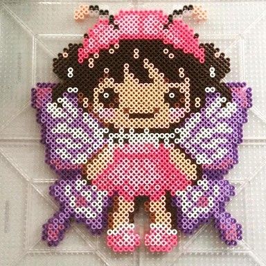 Fairy Fairy Perler, Bead Door, Ansan, Melty Bead Patterns, Seed Bead Crafts, Fuse Bead Patterns, Pony Bead Patterns, Fairy Crafts, Bead Sprite