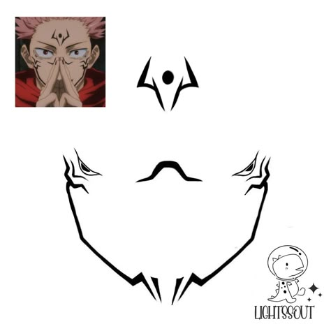 Jujutsu Kaisen Face Paint, Jjk Sukuna Makeup, How To Do Sukuna Makeup, Jjk Face Markings, Sukuna Inspired Makeup, Sukuna Makeup Look Tutorial, Sukuna Face Markings, Anime Face Makeup, Sukuna Make-up