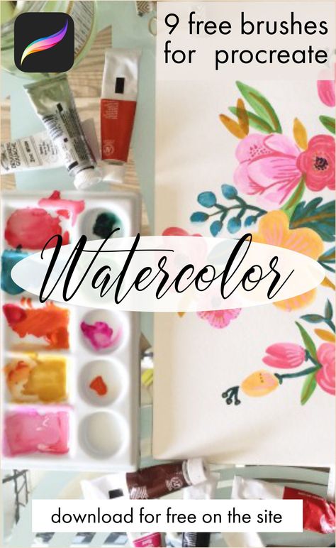 Watercolor On Procreate, Watercolor In Procreate, Digital Painting Procreate, Free Watercolor Brushes For Procreate, Procreate Watercolor Brushes Free, Procreate Watercolor Tutorial, Procreate Classes, Procreate Resources, Free Procreate Brushes