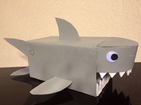 Shark Valentine Box- Kristen's Version Shark Valentines, Diy Valentine's Mailbox, Classroom Valentines Party, Diy Valentines Box, Kids Valentine Boxes, Valentine Card Box, Valentine Boxes, Valentines Box, Valentine Mailbox