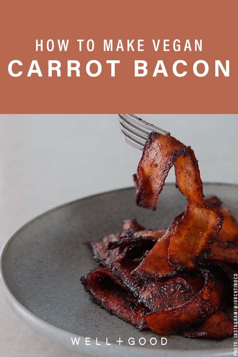 Carrot Bacon Recipe, Bacon Substitute, Carrot Bacon, Vegan Bacon, Carrot Recipes, Vegetarian Cooking, Bacon Recipes, Heart Healthy Recipes, Vegetarian Dishes