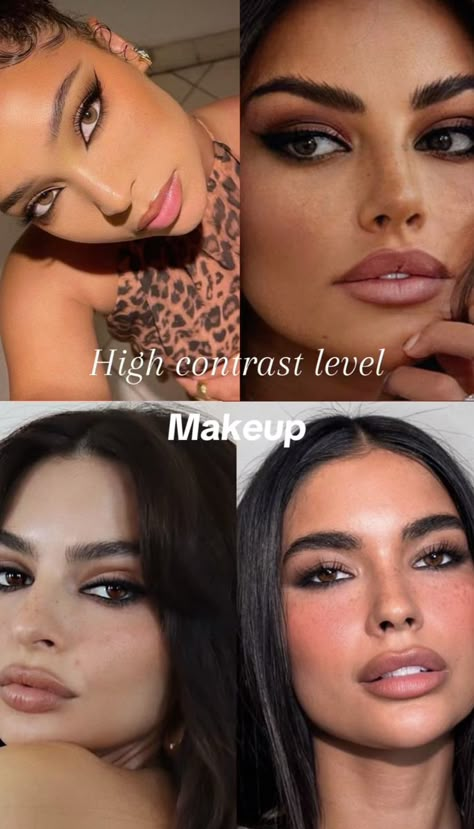 Medium High Contrast Makeup Looks, Hydrated Makeup Look, Medium Skin Tone High Contrast Makeup, Deep Contrast Makeup, Sophisticated Makeup Look, Light Skin Medium Contrast Makeup, Deep Medium Contrast Makeup, Dark Contrast Makeup, Makeup For High Contrast Face