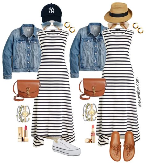 Plus Size Rugby Stripe Dress Outfits - Alexa Webb Striped Dress Outfit, Outstanding Outfits, Alexa Webb, Smokey Mountain, Rugby Stripe, Shirt Dress Outfit, Apple Shape, Stripe Outfits, Stripe Dress