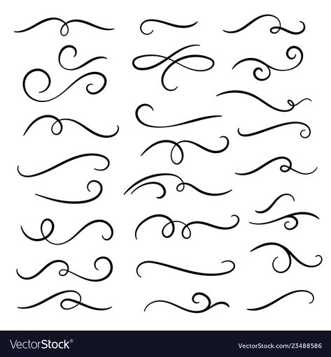 Skin Markings, Calligraphy Swirls, Swirl Design Pattern, Flourish Border, Text Dividers, Flourish Design, Hand Lettering Alphabet, Embroidery Ideas, Swirl Design