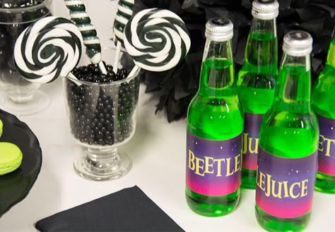 Tim Burton Themed Party, Tim Burton Party Ideas, Blowout Ideas, Tim Burton Birthday, Beetlejuice Birthday Party, Tim Burton Halloween Party, Beetle Juice Party, Beetlejuice Stuff, Beetlejuice Halloween Party