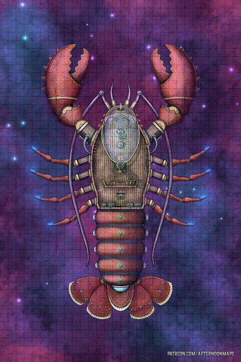 Rock Lobster (Spelljammer) Battle Map - Launch | Afternoon Maps on Patreon Dnd Mansion Map, Spelljammer Maps, Fantasy Transport, Spelljammer Ships, Roll20 Maps, Rock Lobster, Ship Map, Dnd World Map, Battle Map