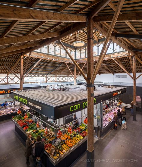 Public Market Design, Market Entrance, Market Pictures, Environmental Architecture, Modern Market, Timber Architecture, Warehouse Design, Public Space Design, Supermarket Design