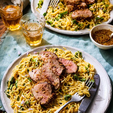 Sesame Pork Loin Noodle Bowls with Basil and Lemon Sesame Pork, Juicy Pork Tenderloin, Inflammatory Diet, Noodle Bowl, Quick Weeknight Meals, Noodle Bowls, Just Cooking, Pork Loin, Pork Tenderloin