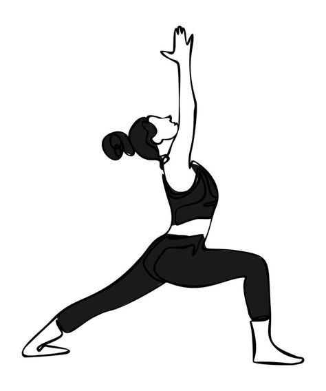 Woman doing exercise in yoga pose. warrior pose. Vector silhouette illustration isolated on white background.international yoga day concept. Yoga logo Warrior Pose Yoga, Yoga Vector, Yoga Drawing, Dog Stencil, Doing Exercise, Yoga Images, Yoga Cards, Warrior Pose, Yoga Logo