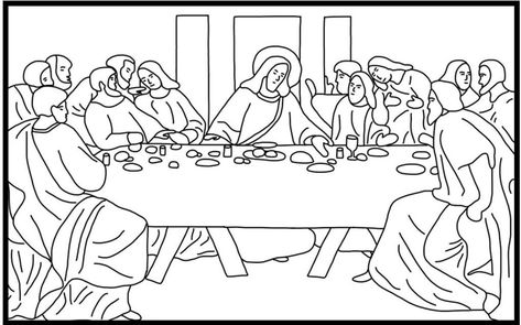 Last Supper Coloring Pages - Best Coloring Pages For Kids Last Supper Coloring Page, Da Vinci Last Supper, Jesus Last Supper, Christian Drawings, Jesus Coloring Pages, Bible Coloring Pages, The Last Supper, Catholic Kids, Easter Coloring Pages