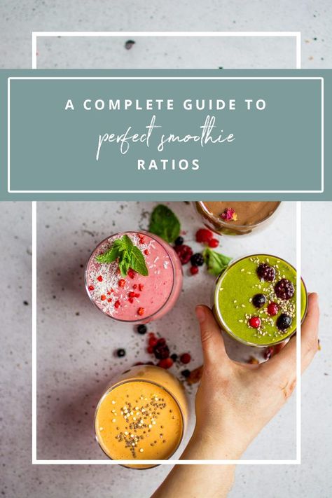 Learn how to make the perfect smoothie every time with these perfect ratios! Smoothie Ratio, Perfect Smoothie Ratio, Berry Green Smoothie, The Perfect Smoothie, Smoothie Guide, Best Protein Shakes, Smoothie Recipes With Yogurt, Perfect Smoothie, Smoothie Prep