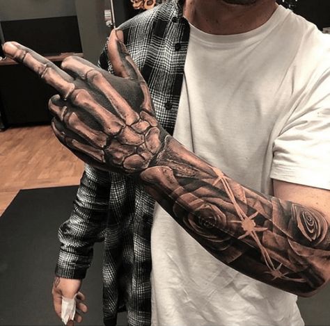 Badass Sleeve Tattoos, Hermes Tattoo, Herren Hand Tattoos, Tattoo Homme, Dragons Tattoo, Skull Hand Tattoo, Serpent Tattoo, Skeleton Tattoos, Skeleton Hand Tattoo