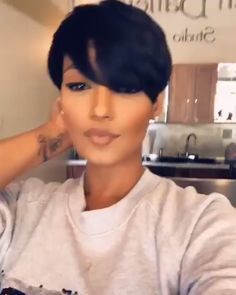 Sassy Short Cuts to Die For LOL Pixie Cut Black Women Round Faces, Pixie Cuts For Oval Faces, 2023 Pixie, Black Hair Short Cuts, Cut Life, Chin Length, Short Sassy Hair, Lavender Hair, Sassy Hair