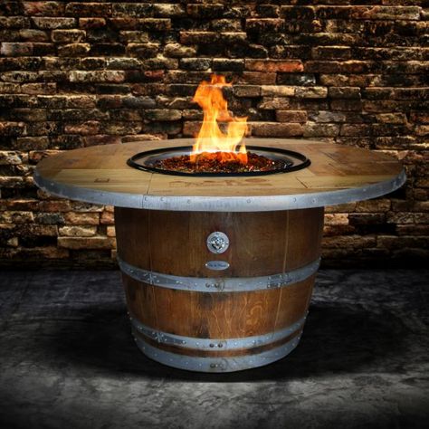 Vin de Flame Enthusiast Fire Pit with FREE Cover Wine Barrel Fire Pit, Barrel Fire Pit, Wine Barrel Furniture, Fire Pit Ring, Barrel Table, Fire Pit Furniture, Barrel Furniture, Gas Fire Pit Table, Gas Fire Pit